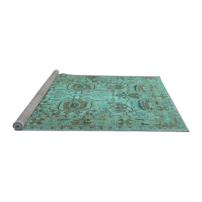 Sideview of Machine Washable Persian Light Blue Traditional Rug, wshtr2946lblu