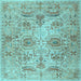 Square Machine Washable Persian Light Blue Traditional Rug, wshtr2946lblu