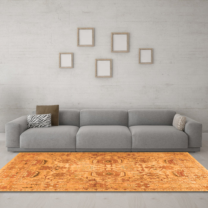 Machine Washable Persian Orange Traditional Area Rugs in a Living Room, wshtr2946org