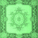 Square Machine Washable Medallion Emerald Green French Area Rugs, wshtr2947emgrn