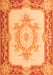 Serging Thickness of Machine Washable Medallion Orange French Area Rugs, wshtr2947org