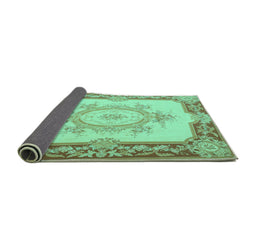 Sideview of Medallion Turquoise French Rug, tr2947turq