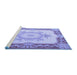 Sideview of Machine Washable Medallion Blue French Rug, wshtr2947blu