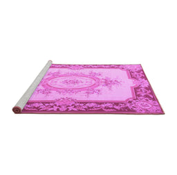 Sideview of Machine Washable Medallion Purple French Area Rugs, wshtr2947pur