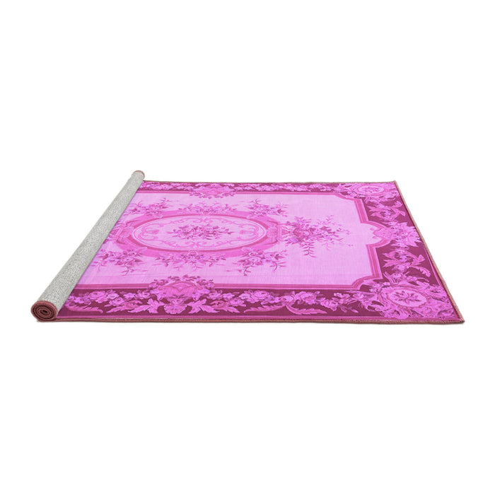 Sideview of Machine Washable Medallion Purple French Area Rugs, wshtr2947pur