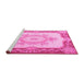 Sideview of Machine Washable Medallion Pink French Rug, wshtr2947pnk