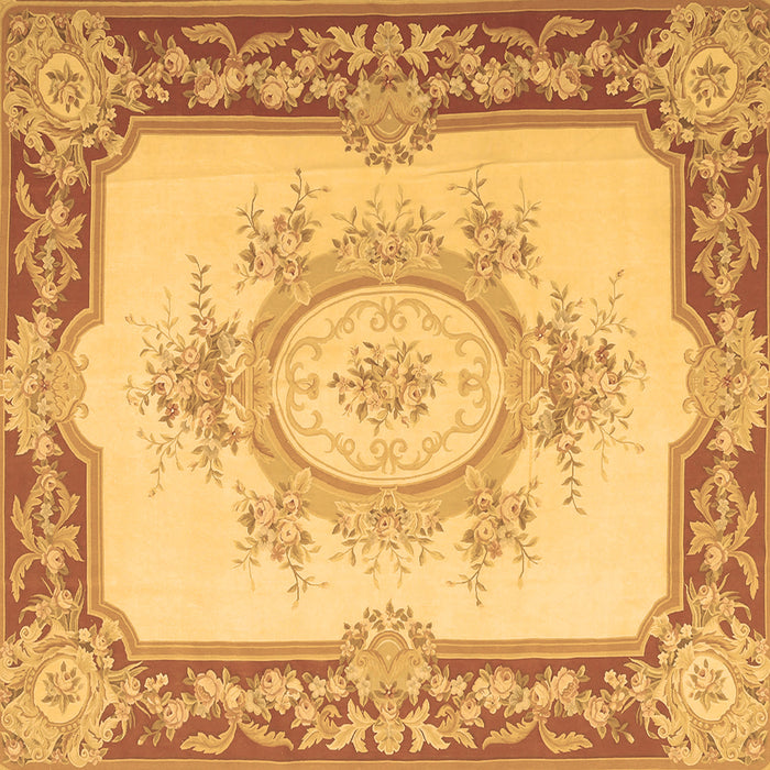 Square Medallion Brown French Rug, tr2947brn