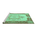 Sideview of Machine Washable Medallion Turquoise French Area Rugs, wshtr2947turq