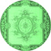 Round Medallion Emerald Green French Rug, tr2947emgrn