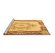 Sideview of Machine Washable Medallion Brown French Rug, wshtr2947brn