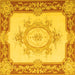 Square Machine Washable Medallion Yellow French Rug, wshtr2947yw