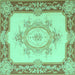 Square Medallion Turquoise French Rug, tr2947turq