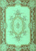 Machine Washable Medallion Turquoise French Area Rugs, wshtr2947turq