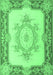 Machine Washable Medallion Emerald Green French Area Rugs, wshtr2947emgrn