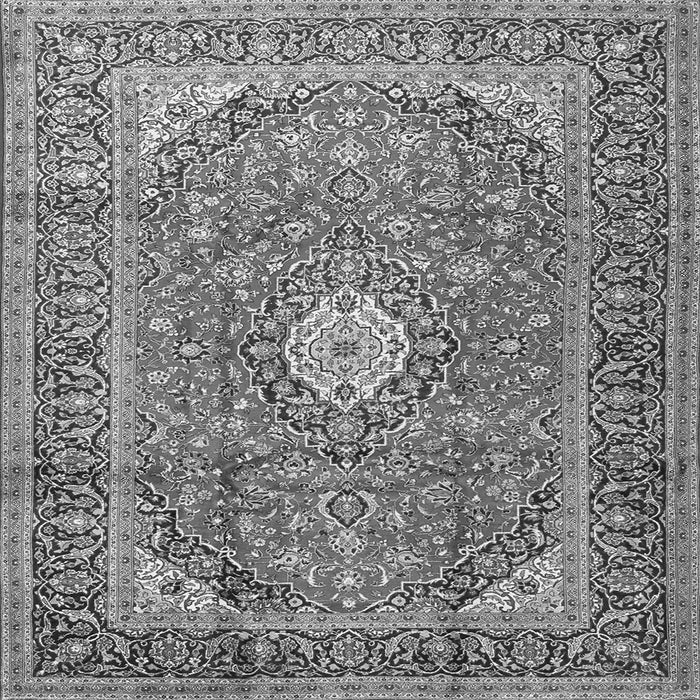Round Machine Washable Medallion Gray Traditional Rug, wshtr2948gry