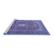 Sideview of Machine Washable Medallion Blue Traditional Rug, wshtr2948blu