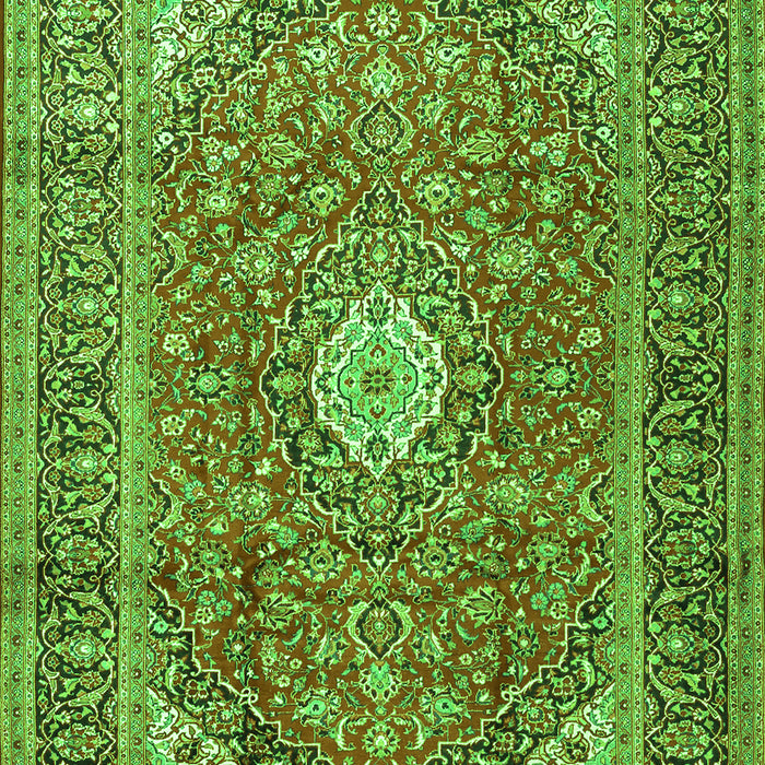Serging Thickness of Machine Washable Medallion Green Traditional Area Rugs, wshtr2948grn