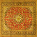 Square Medallion Yellow Traditional Rug, tr2948yw