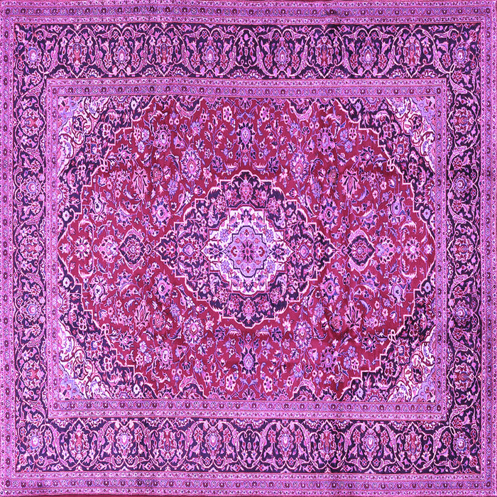 Square Machine Washable Medallion Purple Traditional Area Rugs, wshtr2948pur