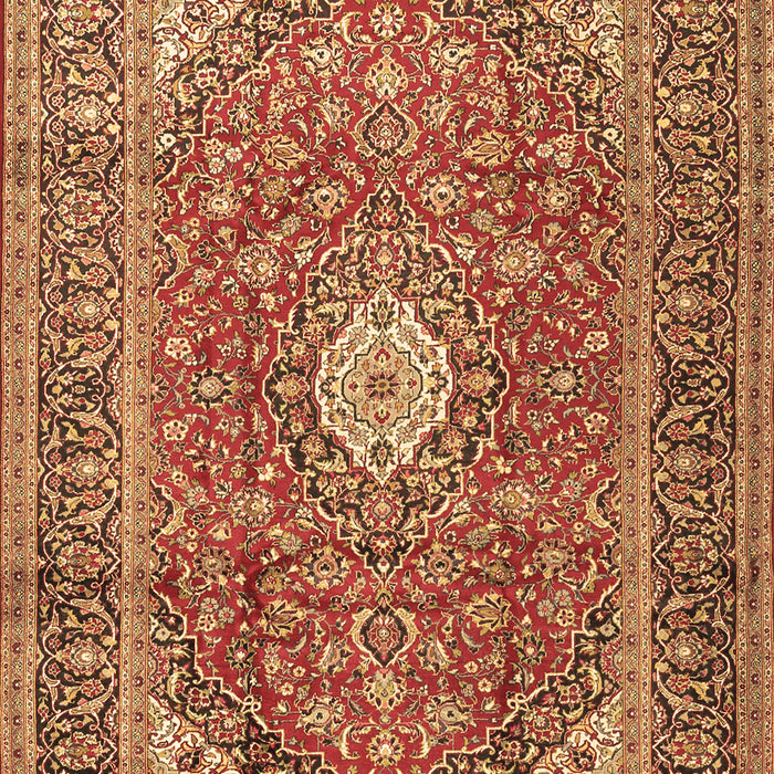 Machine Washable Medallion Brown Traditional Rug, wshtr2948brn