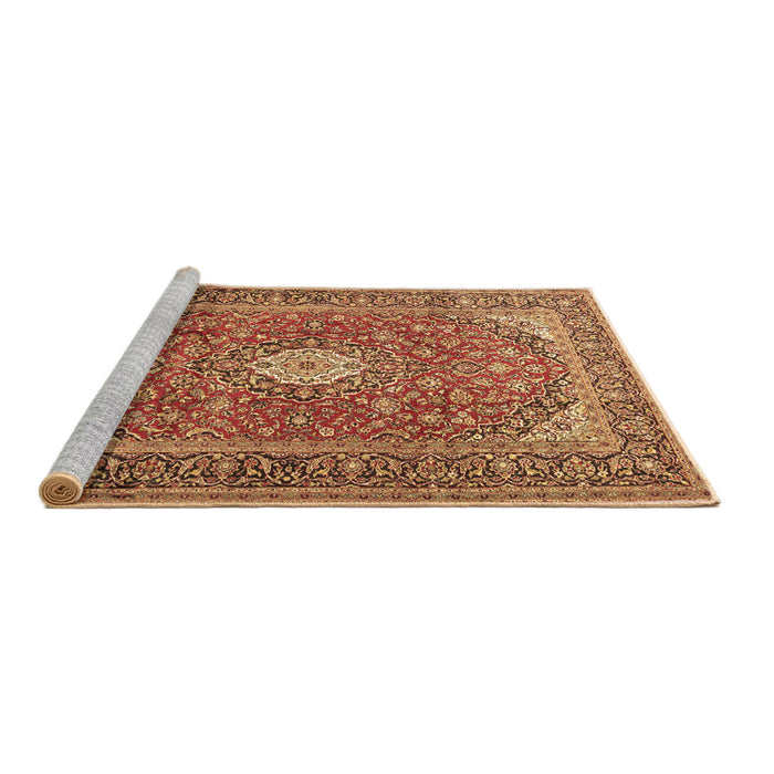 Sideview of Machine Washable Medallion Brown Traditional Rug, wshtr2948brn