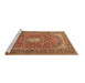 Sideview of Machine Washable Medallion Brown Traditional Rug, wshtr2948brn