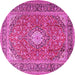 Round Medallion Pink Traditional Rug, tr2948pnk