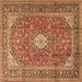 Square Medallion Brown Traditional Rug, tr2948brn