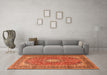 Machine Washable Medallion Orange Traditional Area Rugs in a Living Room, wshtr2948org