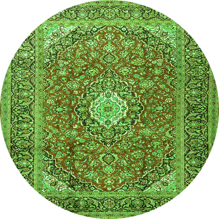 Machine Washable Medallion Green Traditional Area Rugs, wshtr2948grn