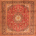 Serging Thickness of Medallion Orange Traditional Rug, tr2948org