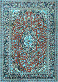 Medallion Light Blue Traditional Rug, tr2948lblu