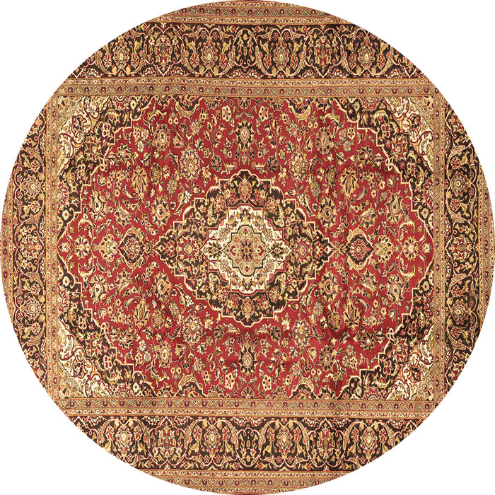 Round Medallion Brown Traditional Rug, tr2948brn