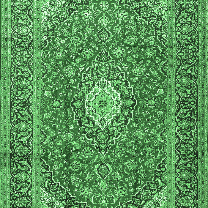 Machine Washable Medallion Emerald Green Traditional Area Rugs, wshtr2948emgrn
