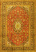 Machine Washable Medallion Yellow Traditional Rug, wshtr2948yw