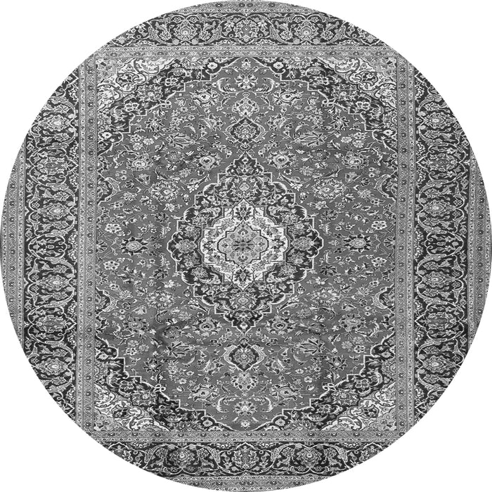 Machine Washable Medallion Gray Traditional Rug, wshtr2948gry