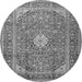 Machine Washable Medallion Gray Traditional Rug, wshtr2948gry