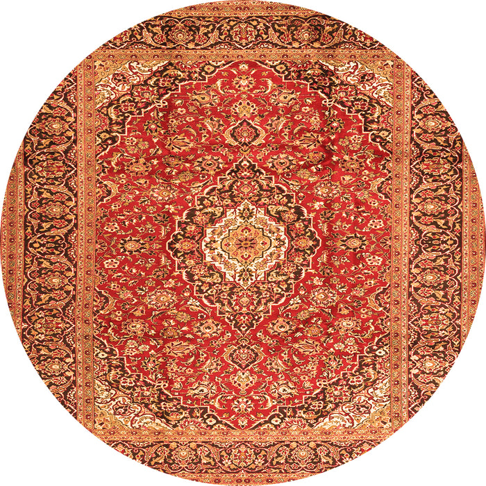 Machine Washable Medallion Orange Traditional Area Rugs, wshtr2948org