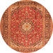 Machine Washable Medallion Orange Traditional Area Rugs, wshtr2948org