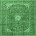 Square Medallion Emerald Green Traditional Rug, tr2948emgrn