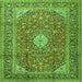 Round Machine Washable Medallion Green Traditional Area Rugs, wshtr2948grn