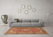 Machine Washable Medallion Brown Traditional Rug in a Living Room,, wshtr2948brn