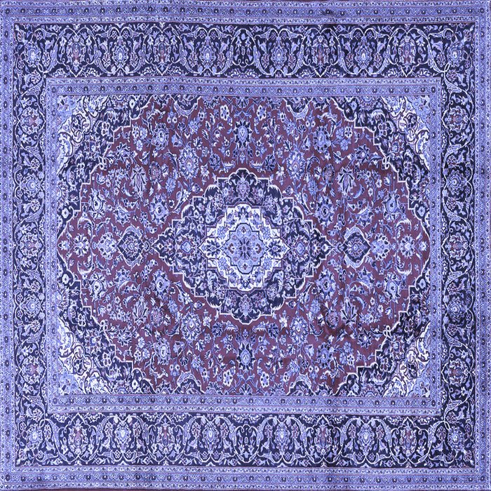 Square Machine Washable Medallion Blue Traditional Rug, wshtr2948blu