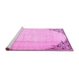 Sideview of Machine Washable Persian Pink Traditional Rug, wshtr2949pnk