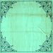 Square Persian Turquoise Traditional Rug, tr2949turq