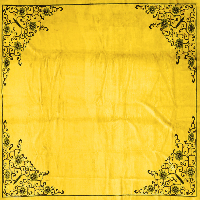 Square Machine Washable Persian Yellow Traditional Rug, wshtr2949yw
