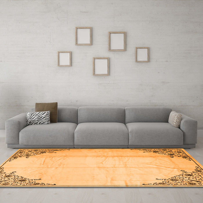 Machine Washable Persian Orange Traditional Area Rugs in a Living Room, wshtr2949org