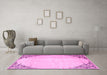 Machine Washable Persian Pink Traditional Rug in a Living Room, wshtr2949pnk