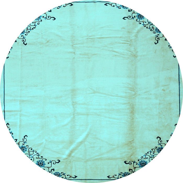 Round Machine Washable Persian Light Blue Traditional Rug, wshtr2949lblu