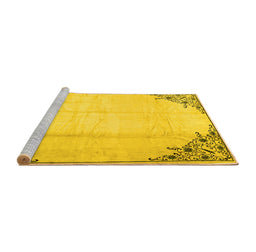 Sideview of Machine Washable Persian Yellow Traditional Rug, wshtr2949yw